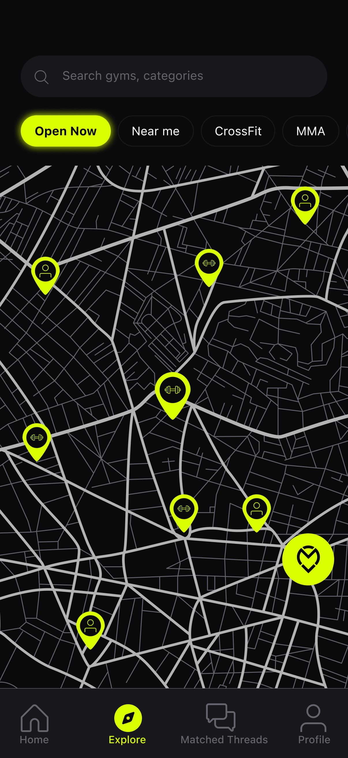 GYMatch Real-Time GPS Map Discovery Preview
